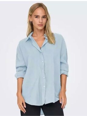 Ted Baker Light Blue Linen-Blend Button Shirt